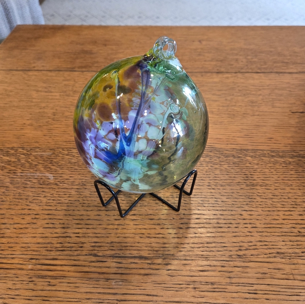 Kitras Hand Blown Art Glass Tree Of Life Enchantment 6" Large Orb Ball Ornament - Picture 7 of 12